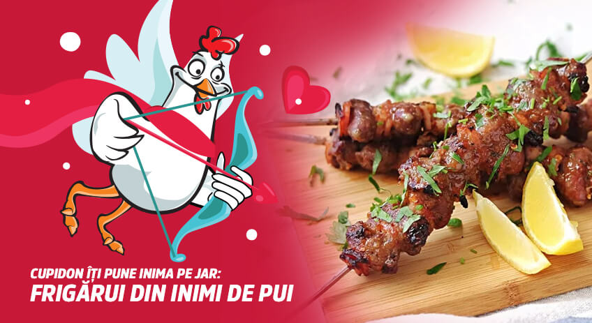Cupidon îți pune inima pe jar: frigărui din inimi de pui 
